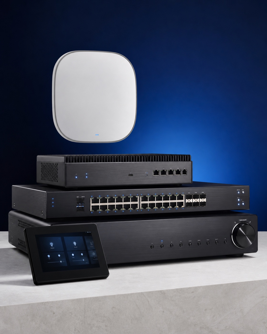 Integrated network, control and audio devices